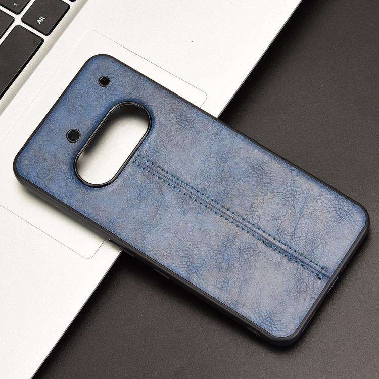 For Nothing Phone 3a Cow Pattern Sewing Back Cover Phone Case(Blue)