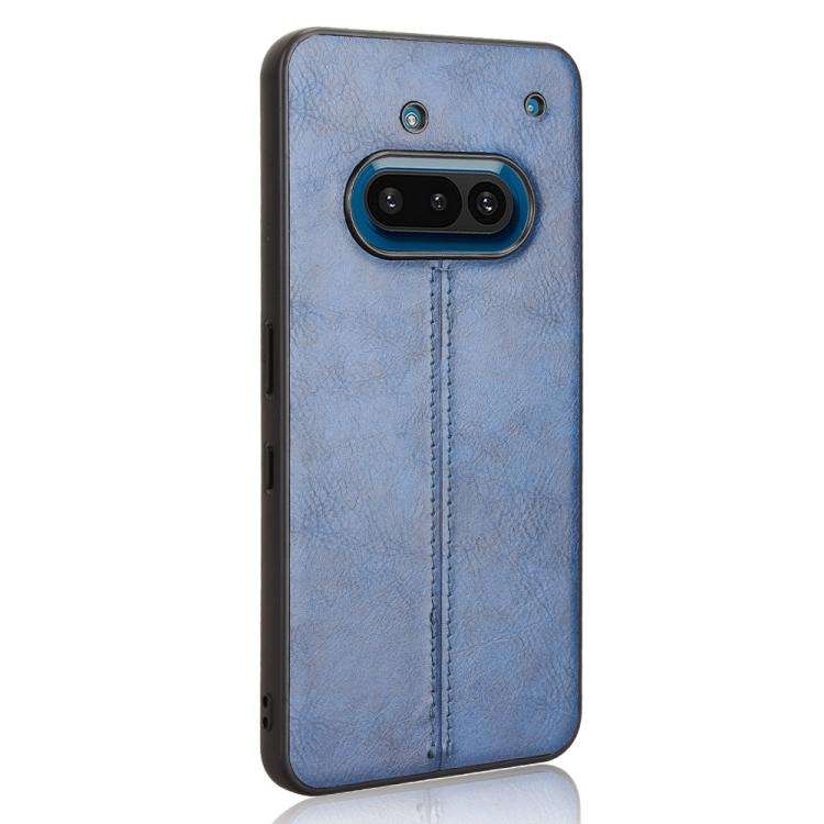 For Nothing Phone 3a Cow Pattern Sewing Back Cover Phone Case(Blue)