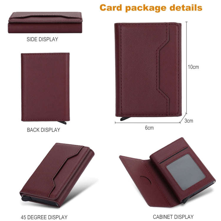 Anti Theft Brush Card Bag, Size:10x6x3cm(Wine Red)