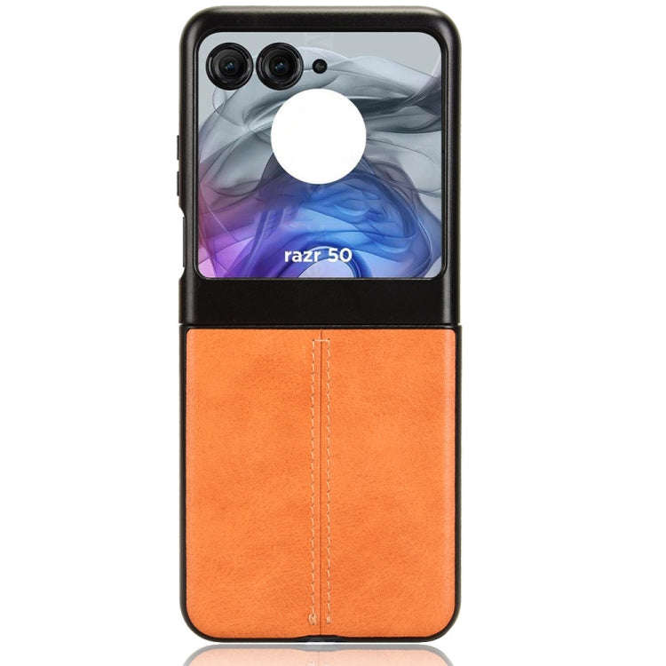 For Motorola Razr 50 Cow Pattern Sewing Back Cover Phone Case(Yellow)