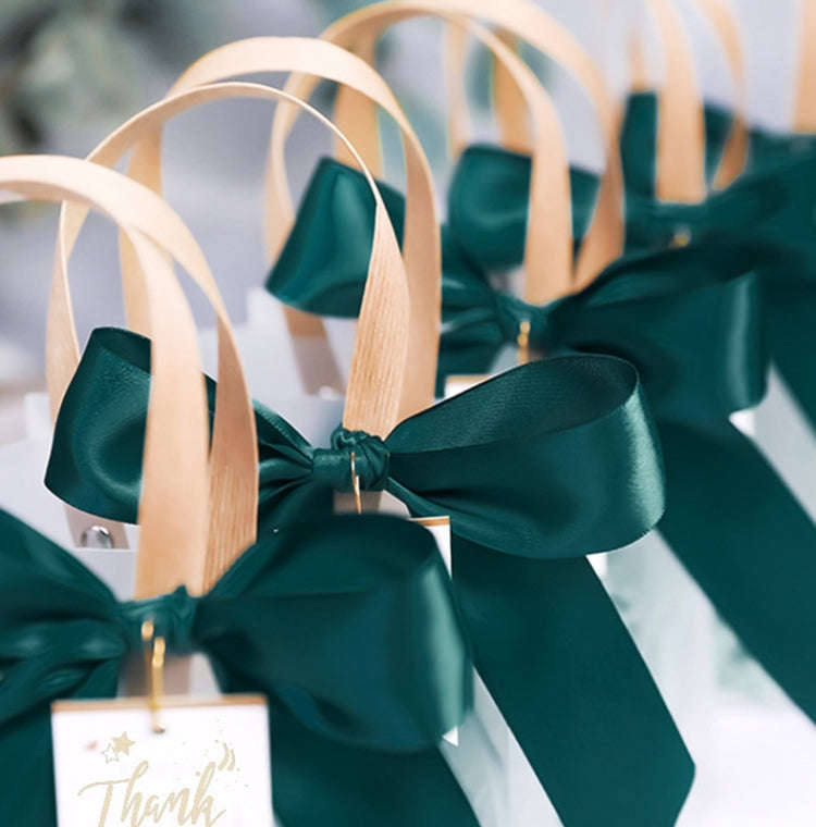 Gift Bag Transparent Packaging Bag, Green Ribbon+Hanging Tag+Lafite Grass, Size:L