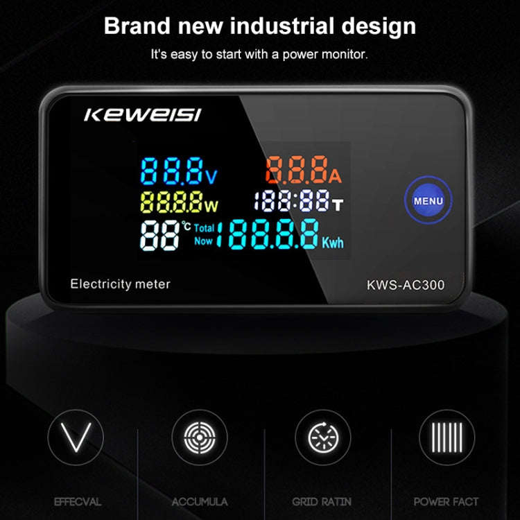 KWS-AC300-20A 50-300V AC Digital Current Voltmeter(Black)