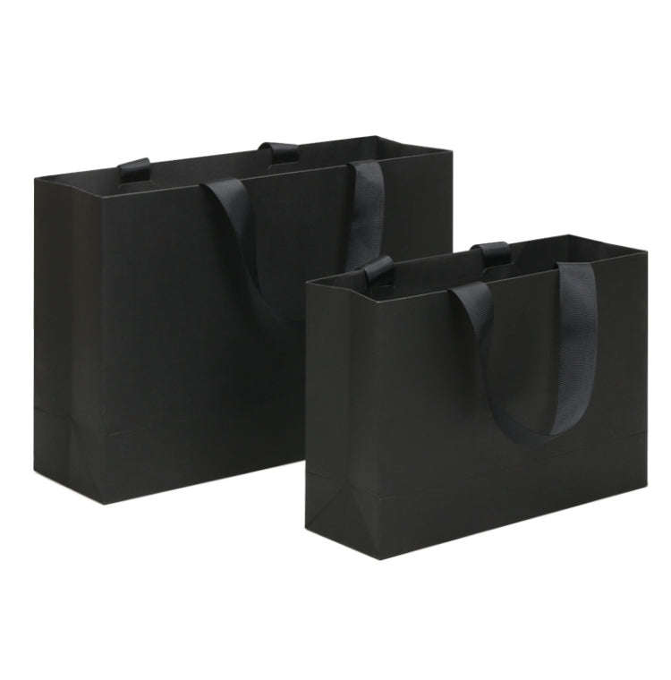 Black Shopping Kraft Paper Bag Handbag, Size:L