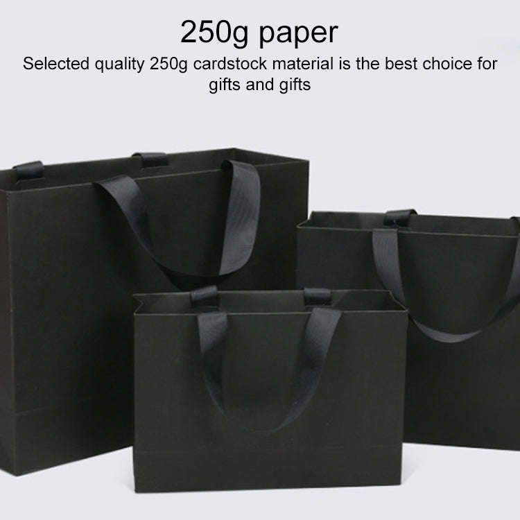 Black Shopping Kraft Paper Bag Handbag, Size:L