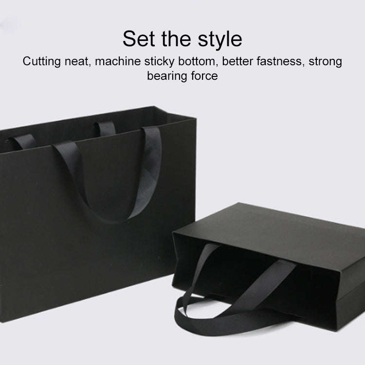 Black Shopping Kraft Paper Bag Handbag, Size:L