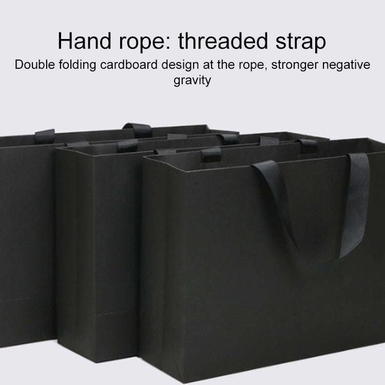 Black Shopping Kraft Paper Bag Handbag, Size:L