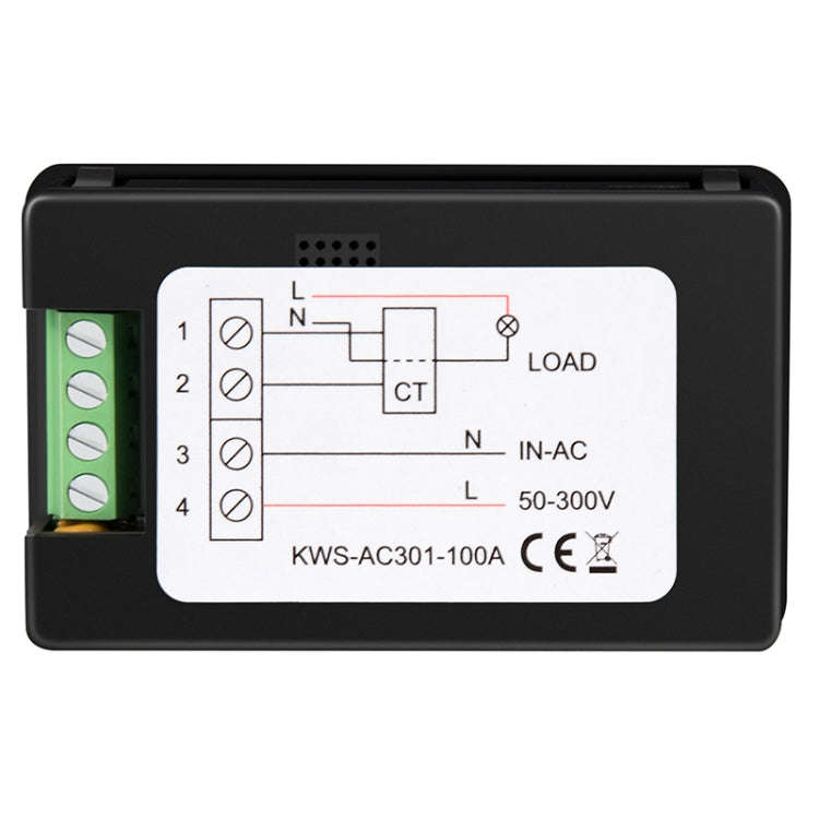 KWS-AC301-100A 50-300V AC Digital Current Voltmeter with Opening Transformer(Black)