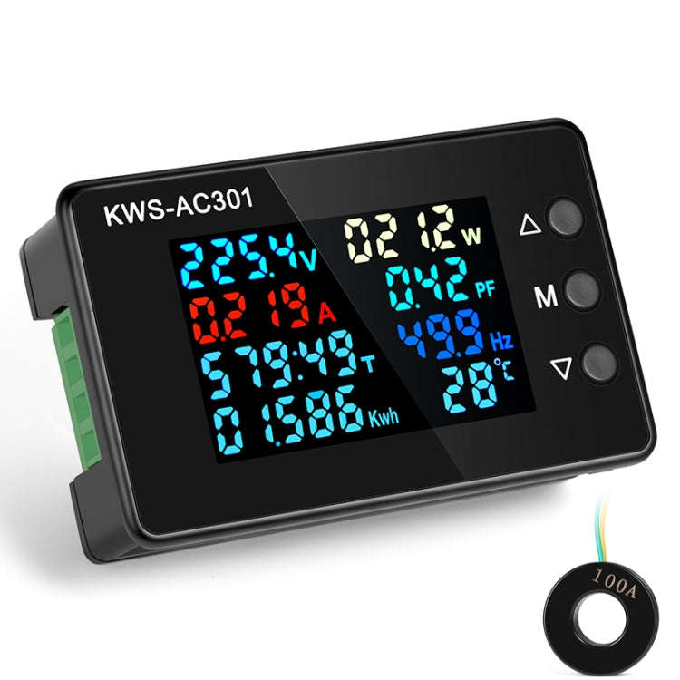 KWS-AC301L-100A 50-300V AC Digital Display Closed Current Voltmeter with 485 Communication(Black)