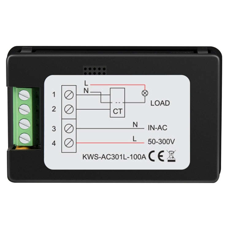 KWS-AC301L-100A 50-300V AC Digital Display Closed Current Voltmeter with 485 Communication(Black)