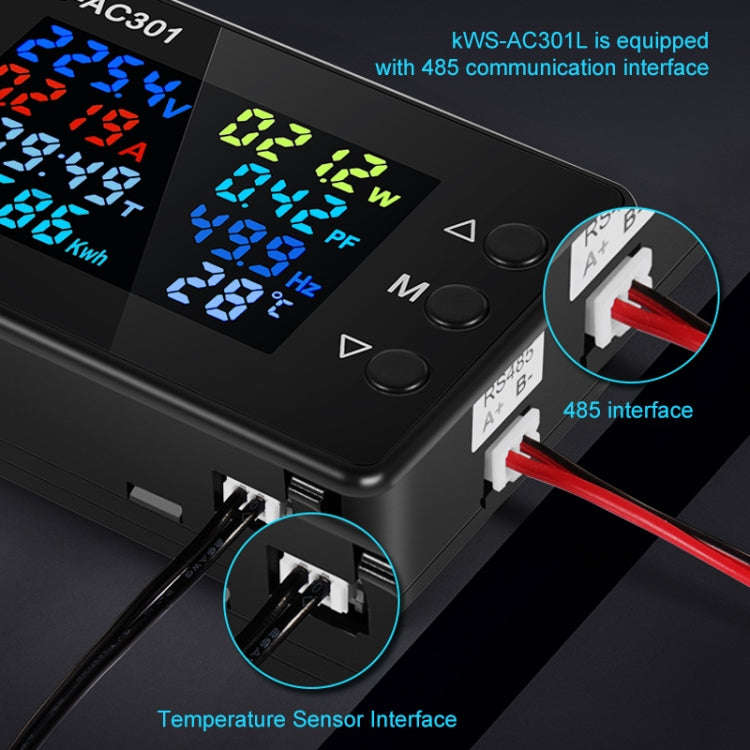 KWS-AC301L-100A 50-300V AC Digital Display Closed Current Voltmeter with 485 Communication(Black)