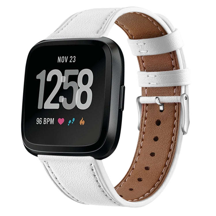 For Fitbit Versa 2 / Fitbit Versa / Fitbit Versa Lite Leather Watch Band with Round Tail Buckle(W...