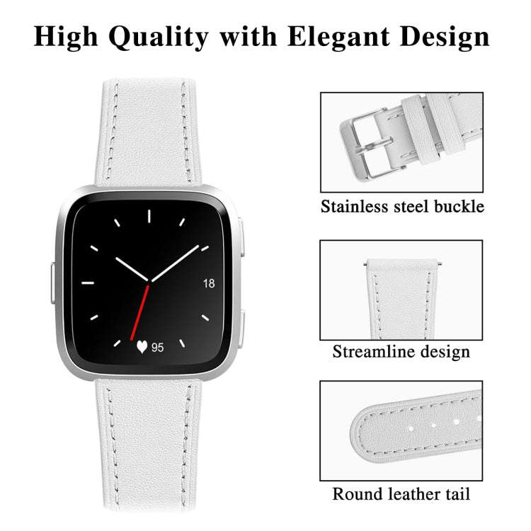 For Fitbit Versa 2 / Fitbit Versa / Fitbit Versa Lite Leather Watch Band with Round Tail Buckle(W...