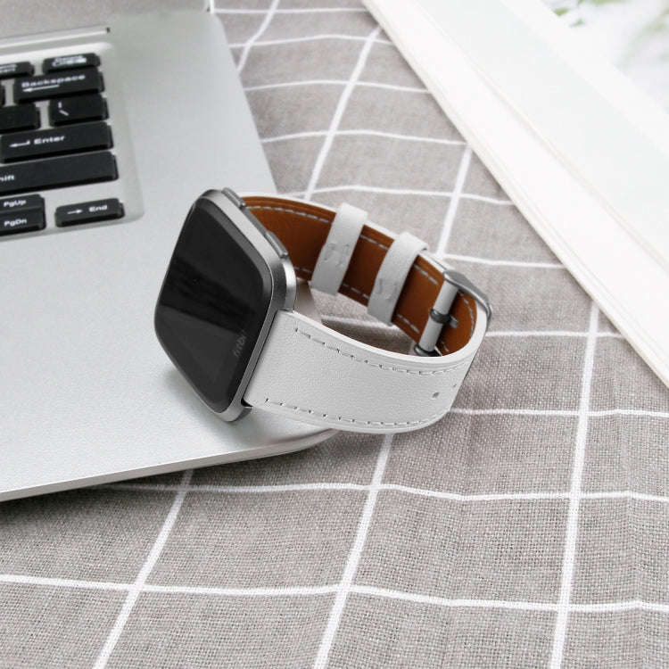 For Fitbit Versa 2 / Fitbit Versa / Fitbit Versa Lite Leather Watch Band with Round Tail Buckle(W...