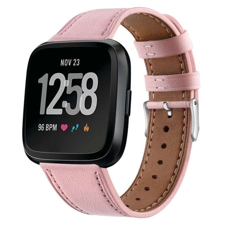 For Fitbit Versa 2 / Fitbit Versa / Fitbit Versa Lite Leather Watch Band with Round Tail Buckle(P...