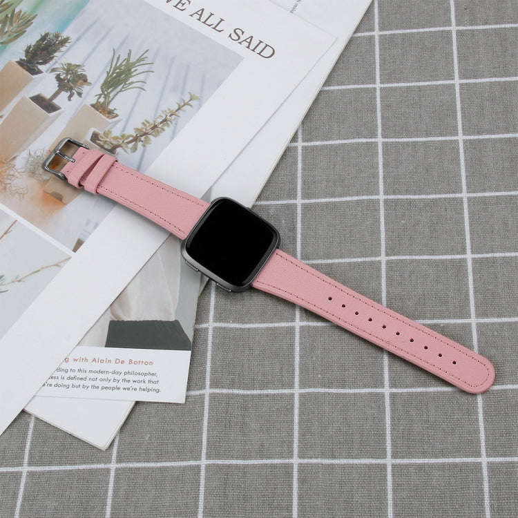 For Fitbit Versa 2 / Fitbit Versa / Fitbit Versa Lite Leather Watch Band with Round Tail Buckle(P...