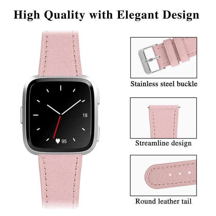 For Fitbit Versa 2 / Fitbit Versa / Fitbit Versa Lite Leather Watch Band with Round Tail Buckle(P...