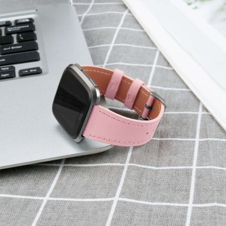 For Fitbit Versa 2 / Fitbit Versa / Fitbit Versa Lite Leather Watch Band with Round Tail Buckle(P...