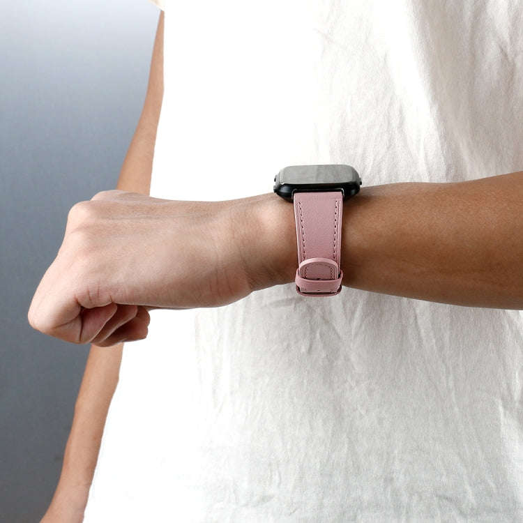 For Fitbit Versa 2 / Fitbit Versa / Fitbit Versa Lite Leather Watch Band with Round Tail Buckle(P...