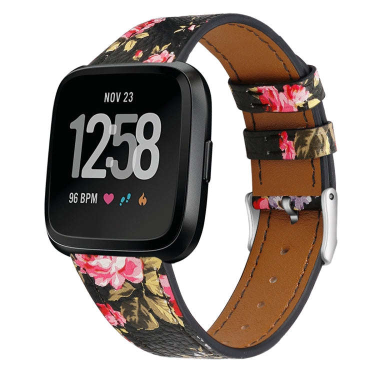 For Fitbit Versa 2 / Fitbit Versa / Fitbit Versa Lite Leather Watch Band with Round Tail Buckle(B...