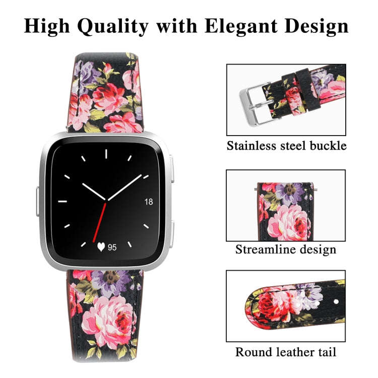 For Fitbit Versa 2 / Fitbit Versa / Fitbit Versa Lite Leather Watch Band with Round Tail Buckle(B...