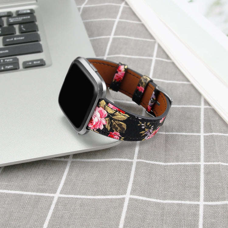 For Fitbit Versa 2 / Fitbit Versa / Fitbit Versa Lite Leather Watch Band with Round Tail Buckle(B...