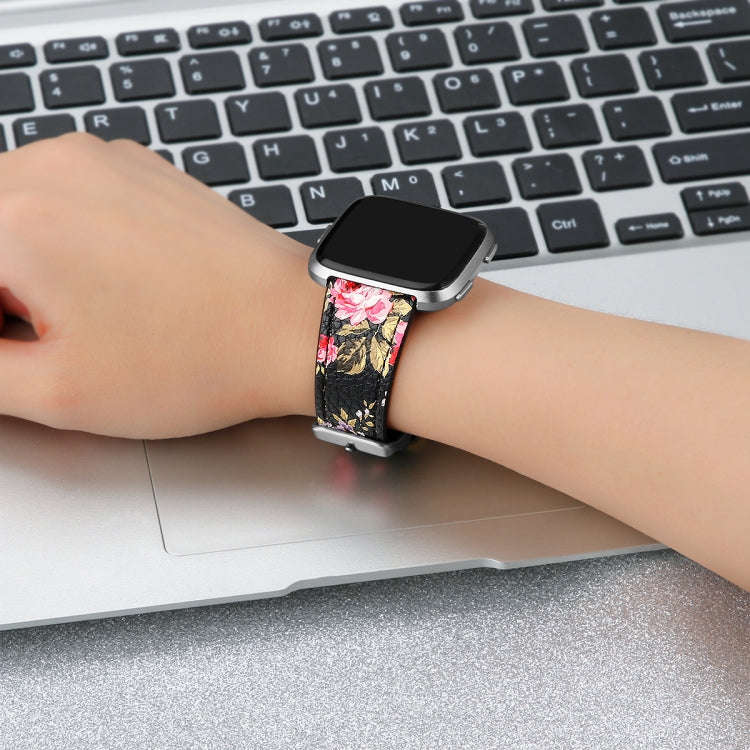 For Fitbit Versa 2 / Fitbit Versa / Fitbit Versa Lite Leather Watch Band with Round Tail Buckle(B...