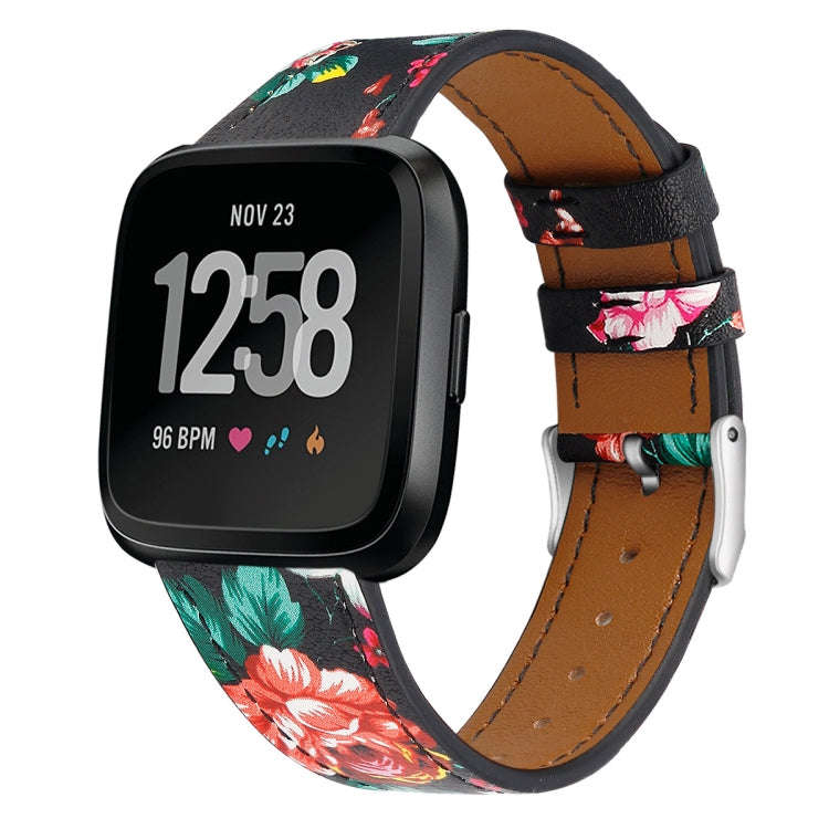 For Fitbit Versa 2 / Fitbit Versa / Fitbit Versa Lite Leather Watch Band with Round Tail Buckle(B...