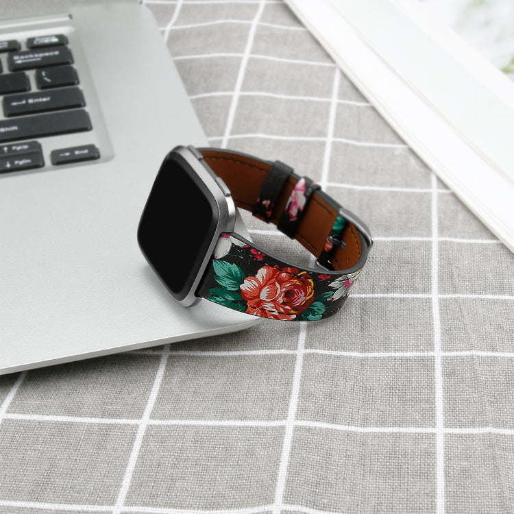 For Fitbit Versa 2 / Fitbit Versa / Fitbit Versa Lite Leather Watch Band with Round Tail Buckle(B...