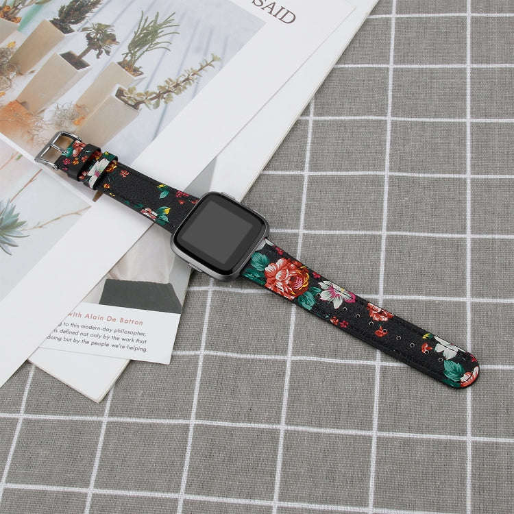 For Fitbit Versa 2 / Fitbit Versa / Fitbit Versa Lite Leather Watch Band with Round Tail Buckle(B...