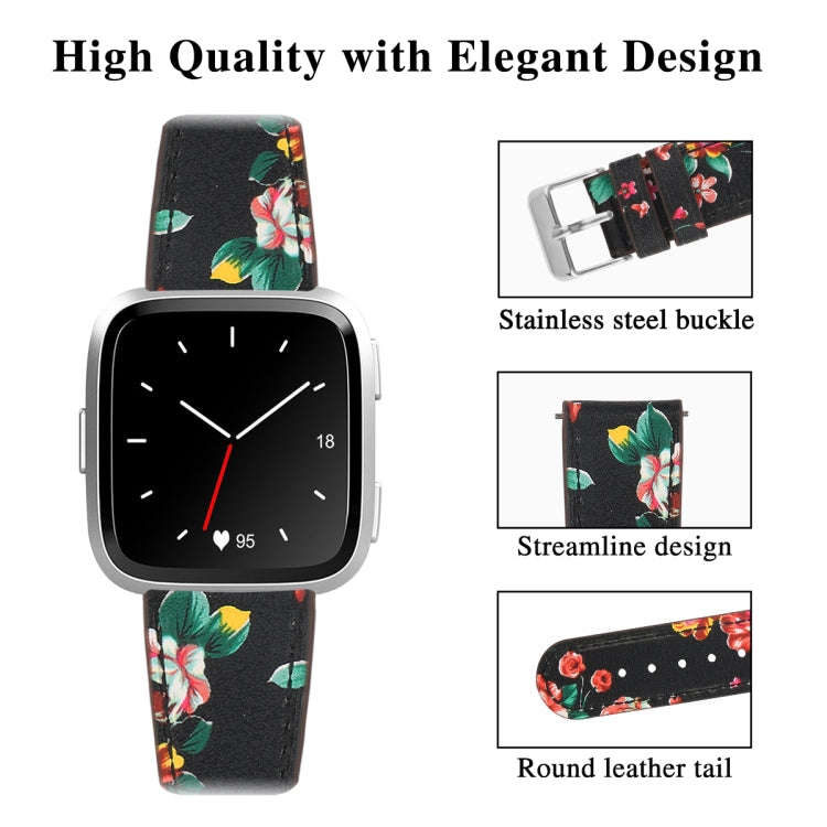 For Fitbit Versa 2 / Fitbit Versa / Fitbit Versa Lite Leather Watch Band with Round Tail Buckle(B...
