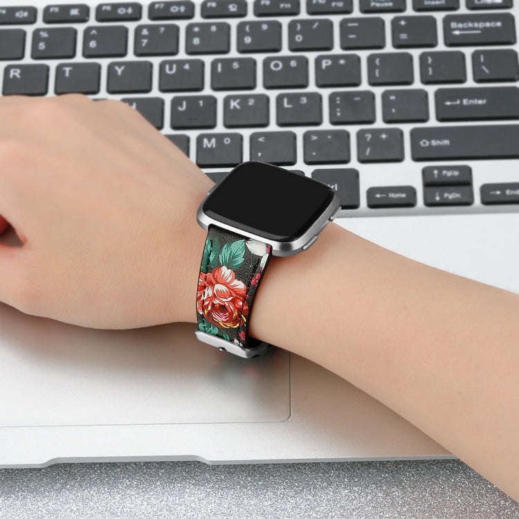 For Fitbit Versa 2 / Fitbit Versa / Fitbit Versa Lite Leather Watch Band with Round Tail Buckle(B...