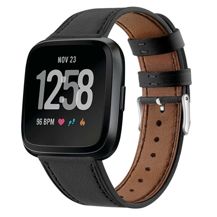 For Fitbit Versa 2 / Fitbit Versa / Fitbit Versa Lite Leather Watch Band with Round Tail Buckle(B...