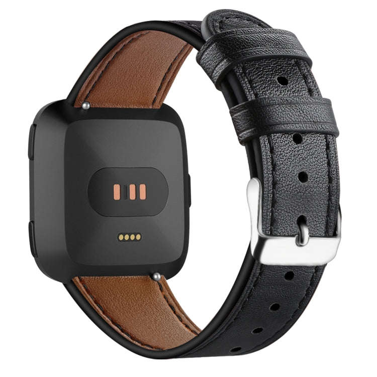 For Fitbit Versa 2 / Fitbit Versa / Fitbit Versa Lite Leather Watch Band with Round Tail Buckle(B...