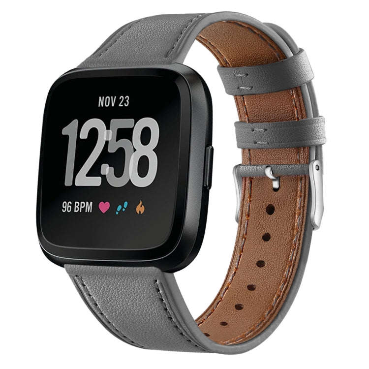 For Fitbit Versa 2 / Fitbit Versa / Fitbit Versa Lite Leather Watch Band with Round Tail Buckle(G...
