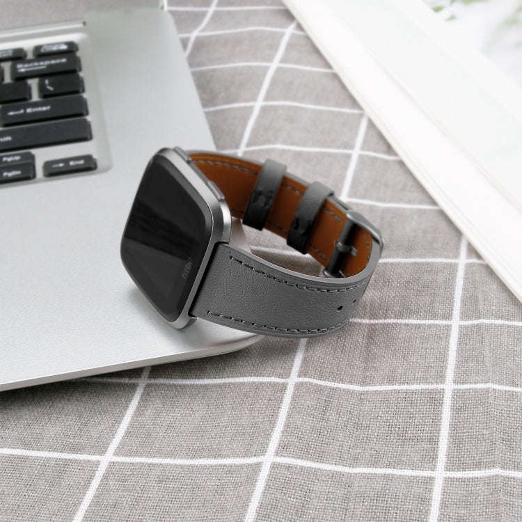 For Fitbit Versa 2 / Fitbit Versa / Fitbit Versa Lite Leather Watch Band with Round Tail Buckle(G...
