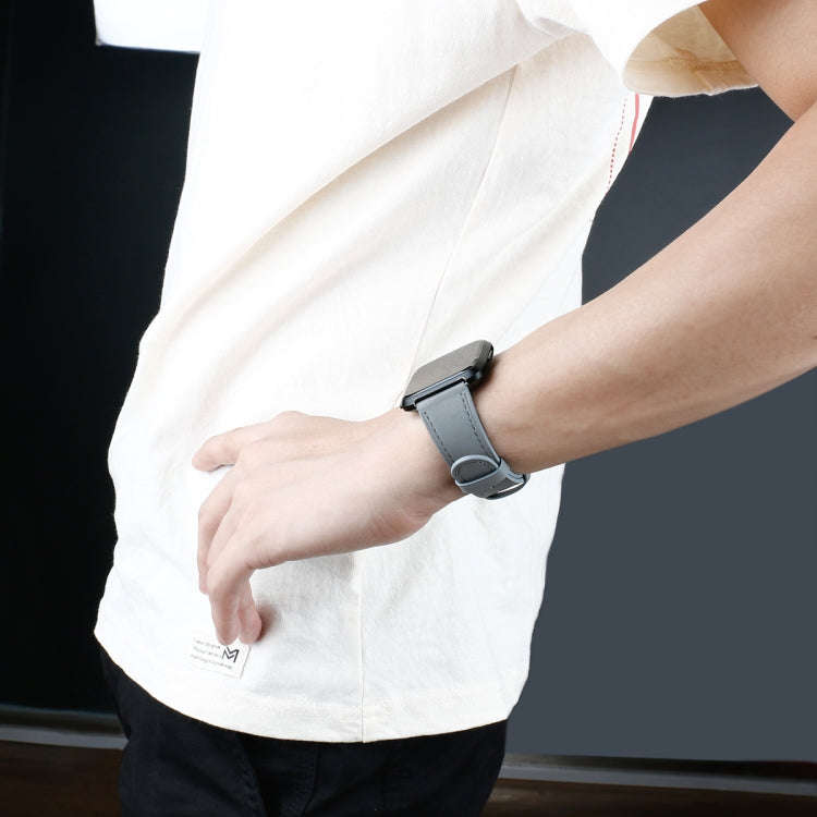 For Fitbit Versa 2 / Fitbit Versa / Fitbit Versa Lite Leather Watch Band with Round Tail Buckle(G...