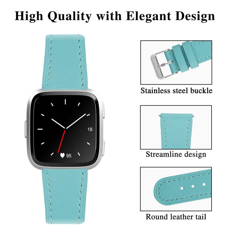 For Fitbit Versa 2 / Fitbit Versa / Fitbit Versa Lite Leather Watch Band with Round Tail Buckle(T...