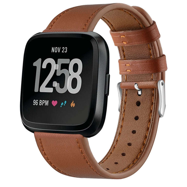 For Fitbit Versa 2 / Fitbit Versa / Fitbit Versa Lite Leather Watch Band with Round Tail Buckle(B...