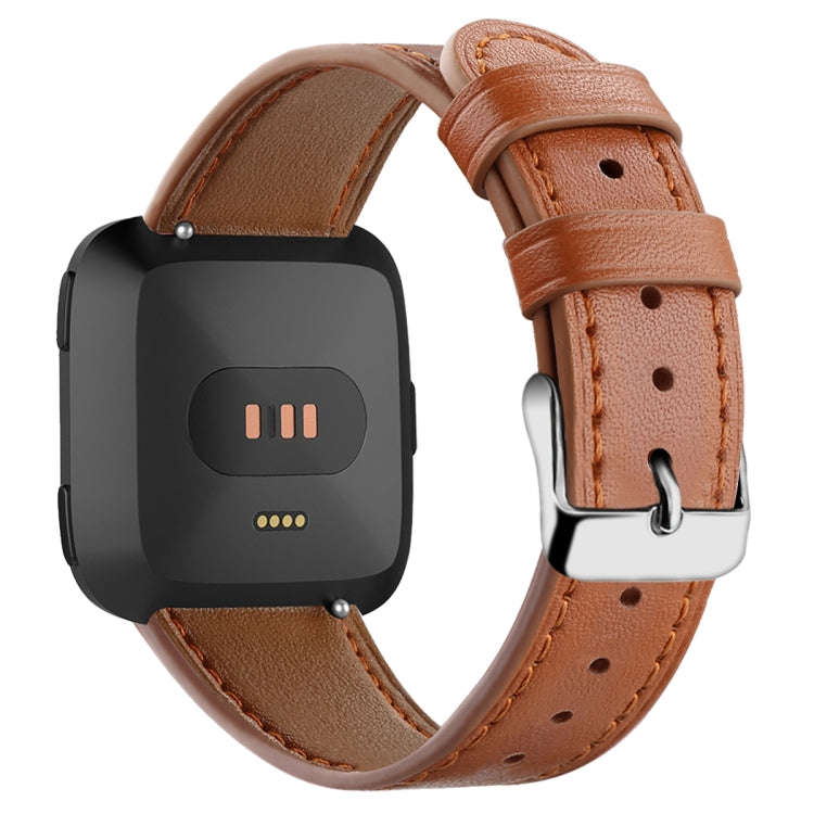 For Fitbit Versa 2 / Fitbit Versa / Fitbit Versa Lite Leather Watch Band with Round Tail Buckle(B...