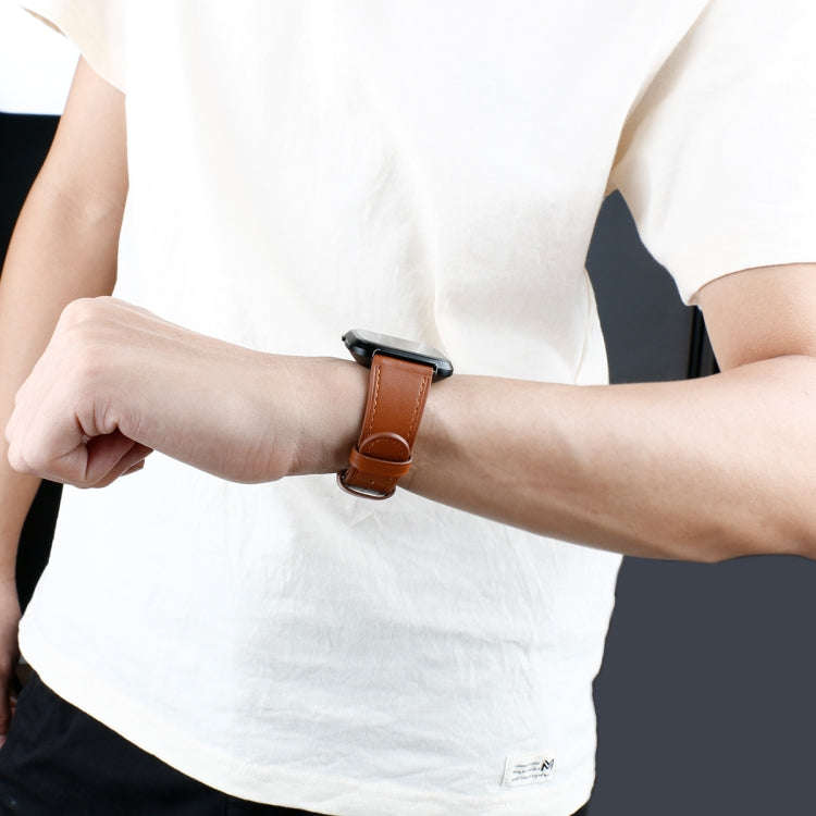 For Fitbit Versa 2 / Fitbit Versa / Fitbit Versa Lite Leather Watch Band with Round Tail Buckle(B...