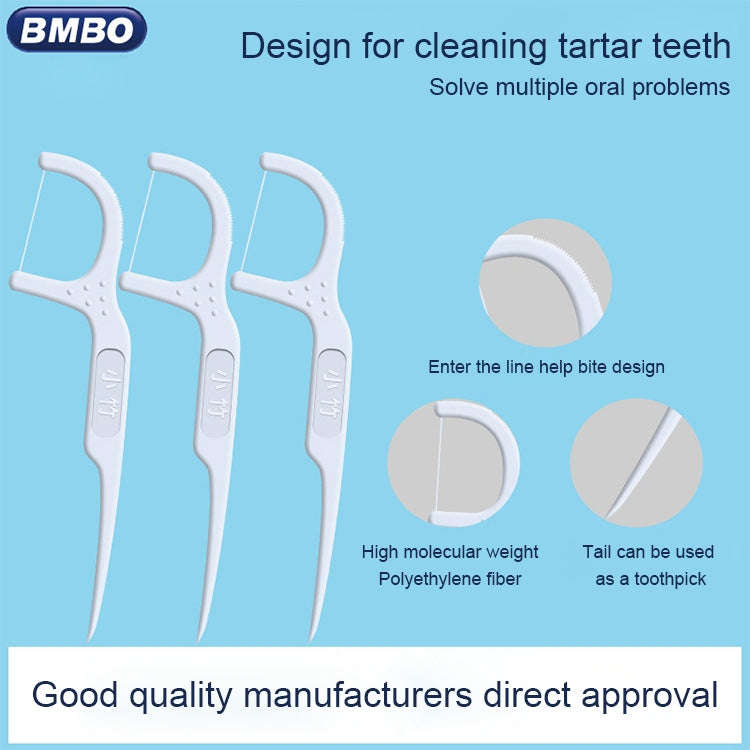 BMBO Portable Boxed Care Floss Stick Disposable Dental Care Floss Stick 50 / Pack
