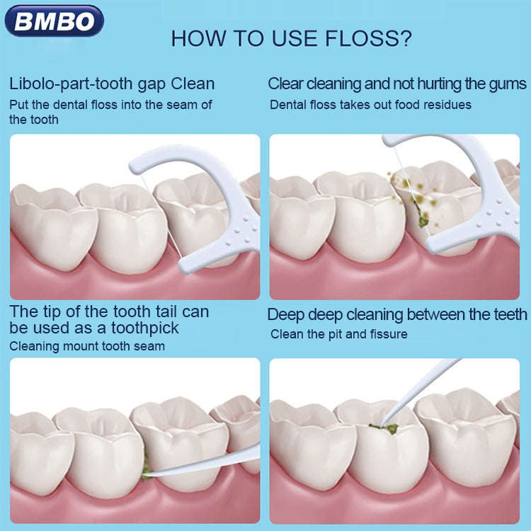 BMBO Portable Boxed Care Floss Stick Disposable Dental Care Floss Stick 50 / Pack