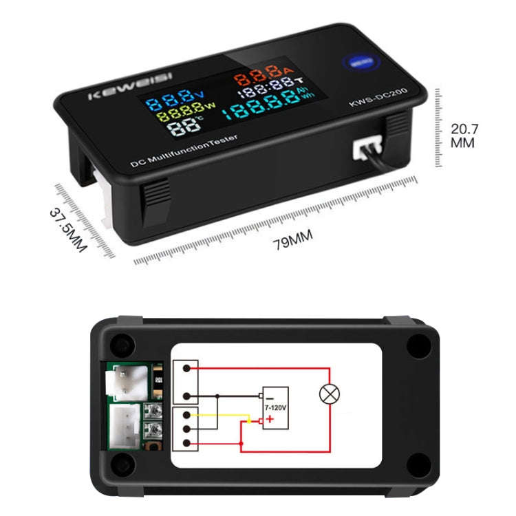KWS-DC200-10A 8-120V DC Digital Display Voltage Current Watch Built in Shunt(Black)