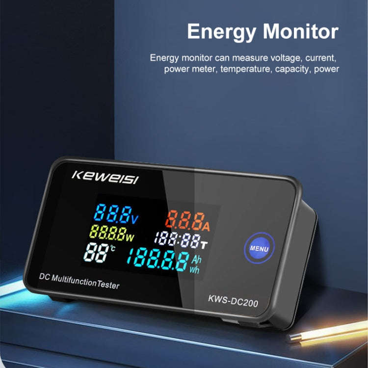 KWS-DC200-10A 8-120V DC Digital Display Voltage Current Watch Built in Shunt(Black)