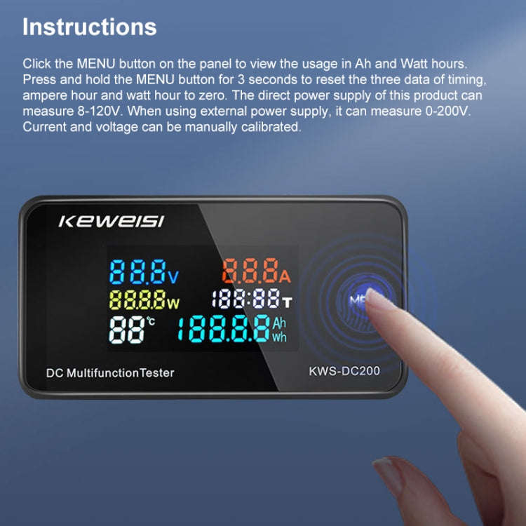 KWS-DC200-10A 8-120V DC Digital Display Voltage Current Watch Built in Shunt(Black)