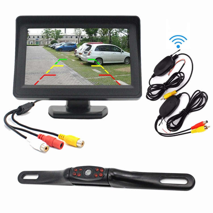 PZ703 413C-W Car Waterproof External Wireless Reversing Image Night Vision Camera + 4.3 inch Rear...