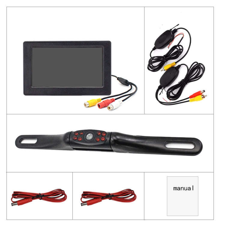PZ703 413C-W Car Waterproof External Wireless Reversing Image Night Vision Camera + 4.3 inch Rear...