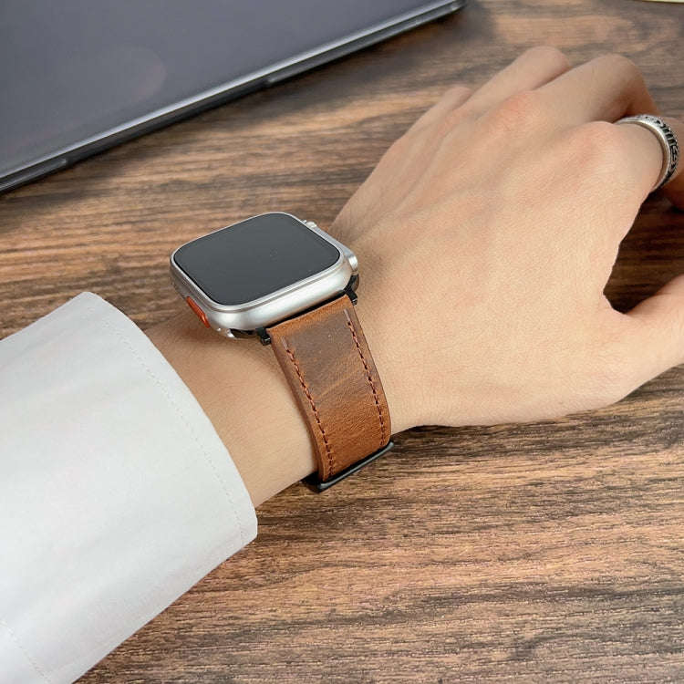 For Apple Watch 42mm Retro Texture Leather Watch Band(Blue)