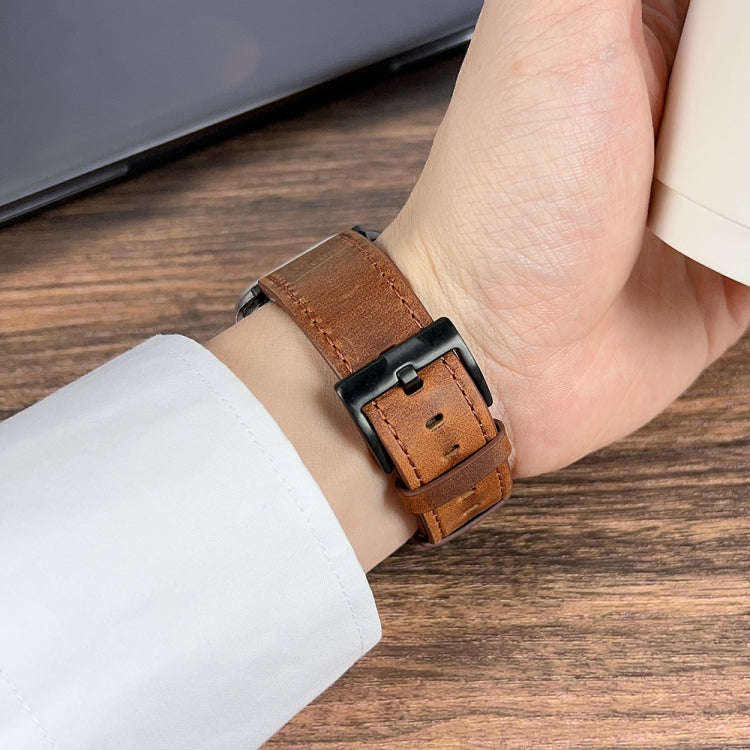 For Apple Watch 42mm Retro Texture Leather Watch Band(Blue)
