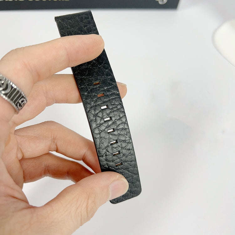 For Apple Watch Ultra 2 49mm Buffalo Leather Watch Band(Black)